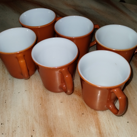 Vintage Burnt Orange PYREX Coffee Mug Set of 6 / Great Condition - Picture 7 of 7